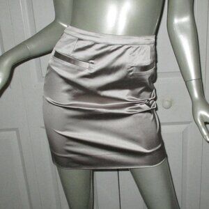 AGNES B Paris Shiny Silver Tight Mini Skirt Size 36